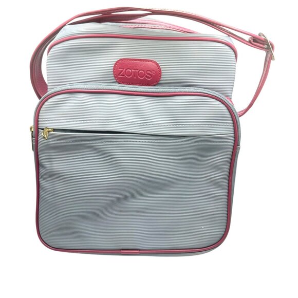 Vintage Zotos Travel Shoulder Bag With Mauve/Pink Trim & Adjustable Strap - Picture 2 of 13